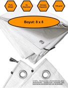 Resim NetBazaars BEYAZ RENK EBATLI BRANDA, 8X8 ÇADIR 140 GR/M2 SU GEÇİRMEZ KAMYON SAMAN İNŞAAT GÖLGELEME ÇADIRI 