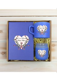 Resim Bk Gift Kişiye Özel İsimli Dtf Anne Temalı Mavi Defter & Kahve Fincanı & Mum Hediye Seti-5, Anneye Hediye, Anneler Günü Hediyesi Kobitmeyencom30793 Bk 