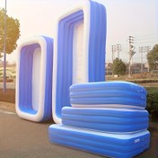 Resim 3 Katmanlı Büyük Şişme Havuz - Dayanıklı PVC Taşınabilir Aile Yüzme Havuzu, İç/Dış Mekan Kullanımı için, Yaz Partileri, Tatiller, Düğünler & Müzik Festivalleri - Deniz Mavisi, Havuz Şamandıraları, Katmanlı Tasarım, Güçlendirilmiş Dikişler, Festival Katılımcıları 