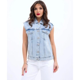 Resim Gökyüzü Moda 6822 Kot Yelek-Açık Mavi 