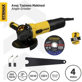Resim Rtrmax RTM1080 Avuç Taşlama Makinası 115 mm 750 W Devir Ayarlı 