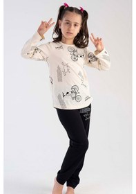 Resim Kız Çocuk Uzun Kol Bej Pijama Takımı C3t0n3o118 001 
