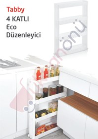 Resim Dükkanönü Tabby 4 Kat Raflı Tekerlekli Banyo Mutfak Düzenleyici Organizer ( Beyaz ) 