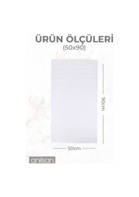 Resim 100'lü Greek El Havlusu - 50x90 Cm, 225gr, %100 Pamuk, Spa Ve Otel Havlusu, Günlük Kullanıma Uygun Beyaz 
