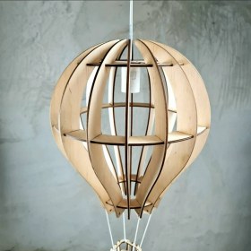 Resim Hü Ma Tasarım ve Aksesuar Genç ve Çocuk Odası Için Doğal Ahşap Mdf 3D Puzzle Lazer Uçan Balon Avize 