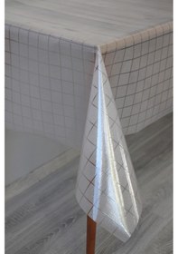 Resim Statik Silinebilir Masa Örtüsü Cam Buzlama 0,18 Kalınlığında Şeffaf Desenli 0012-buzlukare Beyaz 