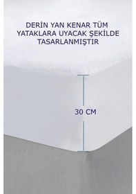 Resim %100 Pamuk Fıtted Sıvı Geçirmez Tek / Çift Kişilik Bebek Alez Yatak Koruyucu Full Kenar Çarşaf Beyaz 