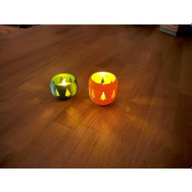 Resim 7cm Mink Yılbaşı Ağacı Dekoratif Obje Mum Led 2 Adet 