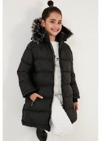 Resim Lela Içi Peluş Astarlı Çıkarılabilir Kapüşonlu Suya Dayanıklı Kız Çocuk Mont 5761910 Siyah 