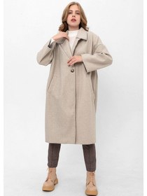 Resim Pastelastore Oversize Kaşe Kaban 2116 Açık Gri 