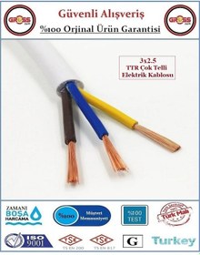 Resim 3x2.5 Ttr Elektrik Kablosu - Uzatma Ara Kablo - 20 Metre 