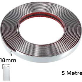 Resim SortGarage Tiger Marketing Yapışkanlı Nikelaj Şerit Bant Çıta 18mm 5 Metre Krom 