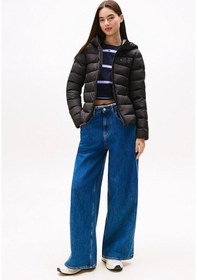 Resim Tommy Hilfiger Kadın Marka Bayrak Logolu Sabit Kapüşonlu Kapitone Dolgulu Siyah Mont Dw0dw21617 Bds-10194 Siyah 
