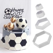 Resim 4 adet Kek Kalıbı, Plastik Kurabiye Kalıbı, Altıgen Futbol Şekilli Kek Kalıbı, Fırın Malzemeleri 
