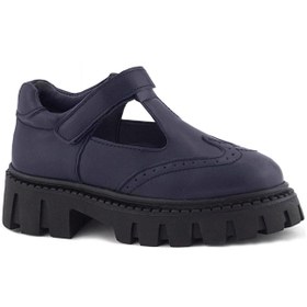 Resim Rakerplus Lacivert Mat Cırtlı Kız Çocuk Okul Ayakkabı 