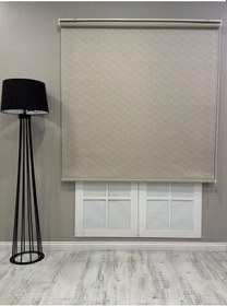 Resim Lüks Güneşlik Düz Stor Perde Bej Bej 