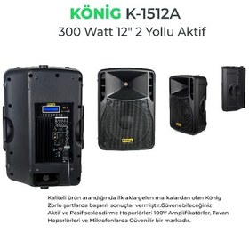 Resim König K-1512 A 300w 12" Aktif Kabin Hoparlör 