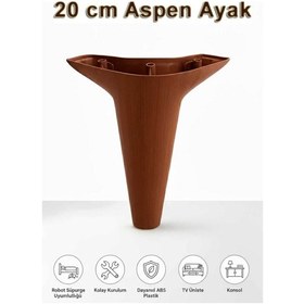 Resim Aspen 20 Cm Ceviz 4'lü Set Koltuk Baza Dolap Tv Ünitesi Yatak Odası Konsol Ayağı Ceviz 