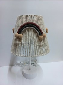 Resim C&A MAKROME İP SARGI GÖKKUŞAĞI APLİKELİ PONPONLU KIZ-ERKEK BEBEK VE ÇOCUK ODASI ABAJUR 