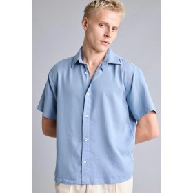 Resim DeFacto Regular Fit Tencel Kısa Kollu Mavi Gömlek E2530AX26SM 