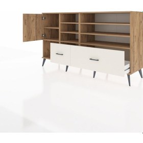 Resim Kronos Konsol 8 Raflı 2 Çekmeceli Tek Kapaklı 176x59x99 Çam-çam/ Çam-çam/aytaşı 