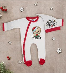 Resim Bk Gift Kişiye Özel Yılbaşı Temalı Tulum Zıbın Ve Kukuletalı Şapka Seti-2 Çok Renkli 