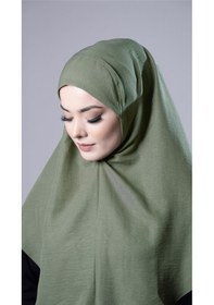Resim Hürrem Bone Fıstık Yeşili Pratik Hazır Geçmeli Tesettür Eşarp Pamuk Caz Kumaş Düz Hijab 2306 36 