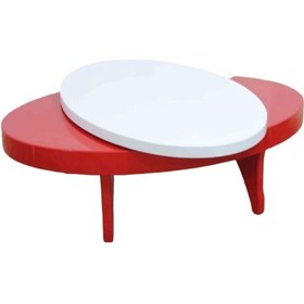 Resim Döner Orta Sehpa Oval Rus Tarz Model Kayın Retro Ayak Kırmızı 