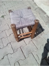 Resim TUGRAİSKİLİP Ahşap Hasır Örgülü Tabure 