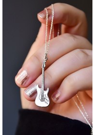 Resim Papatya Silver 925 Ayar Gümüş Retro, Elektronik Gitar Kolye 