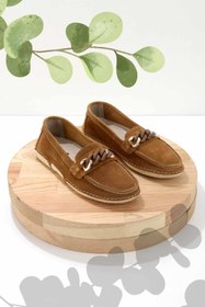 Resim Bambi Camel Süet Hakiki Deri Kadın Loafer Ayakkabı K01303316202 