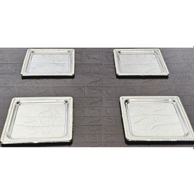 Resim 6 Adet Kahve & Çay & Sunum Tepsisi Gümüş Tepsi Döküm Gümüş Çerçeveli Gümüş 
