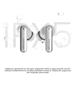 Resim HiFuture Sonicaır Kablosuz Bluetooth 5. 4 Ipx5 Su Geçirmez Enc 4 Mikrofonlu Tws Kulak Içi Kulaklık Beyaz 
