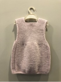 Resim izelticaret El Örgüsü V Yaka Pembe Kız Bebek Süveteri 