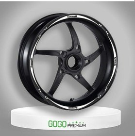 Resim Siyah Beyaz Kawasaki Uyumlu Reflektörlü 1 Set Jant Şeridi 