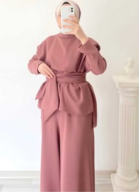 Resim CNG MODA Kadın Tesettür Vatkalı Geniş Paçalı Takım 