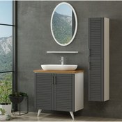 Resim Minar Vera Banyo Dolabı 85cm Ay2k+1ea1r+tzg+boy Beyaz Antrasit 