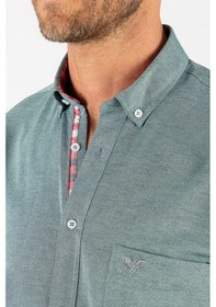 Resim Tudors Klasik Fit Rahat Kesim Poplin Oxford Erkek Gömlek-23445 Yeşil 