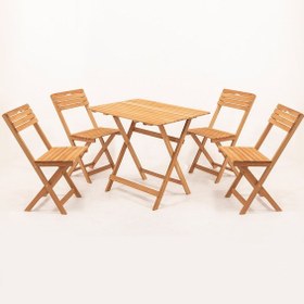 Resim 4+1 Minderli Balkon Bahçe Mutfak Bistro Set Katlanır Masa-sandalye Ahşap 