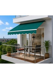 Resim stratecht 300 x 200 Ayarlanabilir Balkon Tentesi Yeşil Teras Balkon Polyester Güneşlik Bahçe Teras Tentesi 