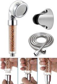 Resim Skygo Filtreli Ve Su Tasarruflu Arıtmalı Duş Başlığı Seti Boncuklu Başlık Hortum Ve Mafsal Set 