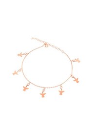 Resim Brezza Lusso Jewelry Melek Model Sallantılı Taşlı Gümüş Kadın Ayak Halhal Rose 