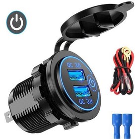 Resim Synodicmonth Qc3.0 Hızlı Şarj Soketi Araç Şarj Cihazı Çift Usb 12v-24v-telefon İpad Şarjı İçin Dokunmatik Anahtarlı Sigara Çakmağı 