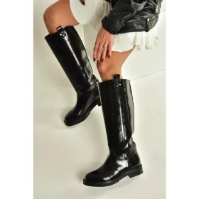 Resim Fox Shoes V312513560 Siyah Rustik Alçak Topuklu Kadın Çizme 