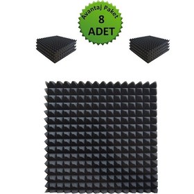 Resim Akustik Yapışkanlı Ses Yalıtım Süngeri 50x50x4 Piramit Kesim/8 Ad 