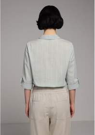Resim Colin's Colins Fashion Fit Shirt Neck Düz Kadın Yeşil Roll-up Gömlek Cl1081150 Q1.v1 Sag Çok Renkli 