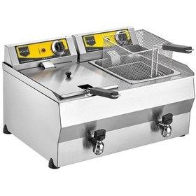 Resim 8+8 Lt Çiftli Yağ Tahliye Musluklu Elektrikli Fritöz 