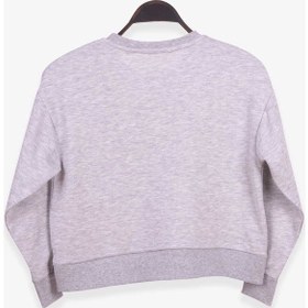 Resim Kız Çocuk Sweatshirt Baskılı Gri Melanj (8-14 Yaş) 