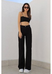 Resim Lavajeans Kadın Likralı Yüksek Bel Bol Paça Kot Pantolon- Wide Leg 23ssiyah Siyah 