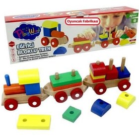 Resim Playwood Eğitici Ahşap Oyuncak Bloklu Tren 